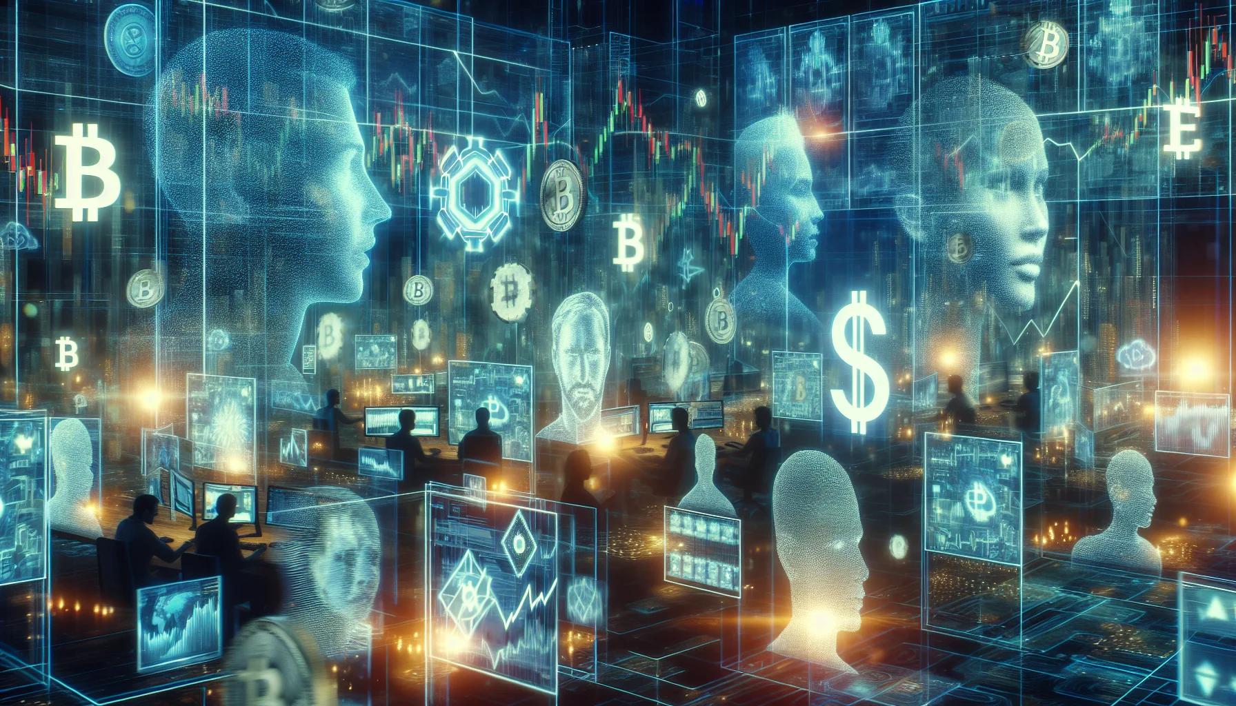 Illuminated heads and money signs